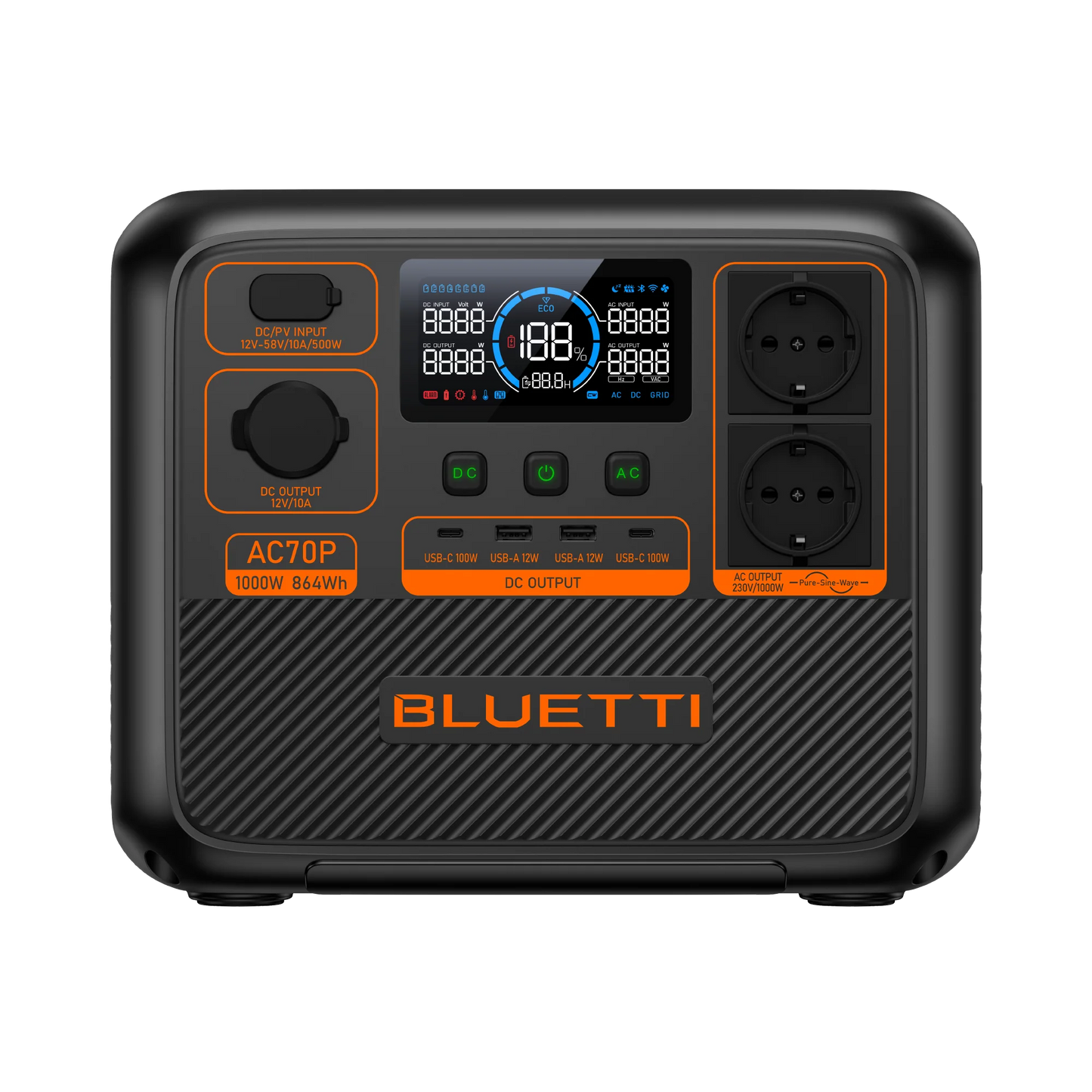 BLUETTI AC70P Estación de energía portátil | 1.000 W 864 Wh