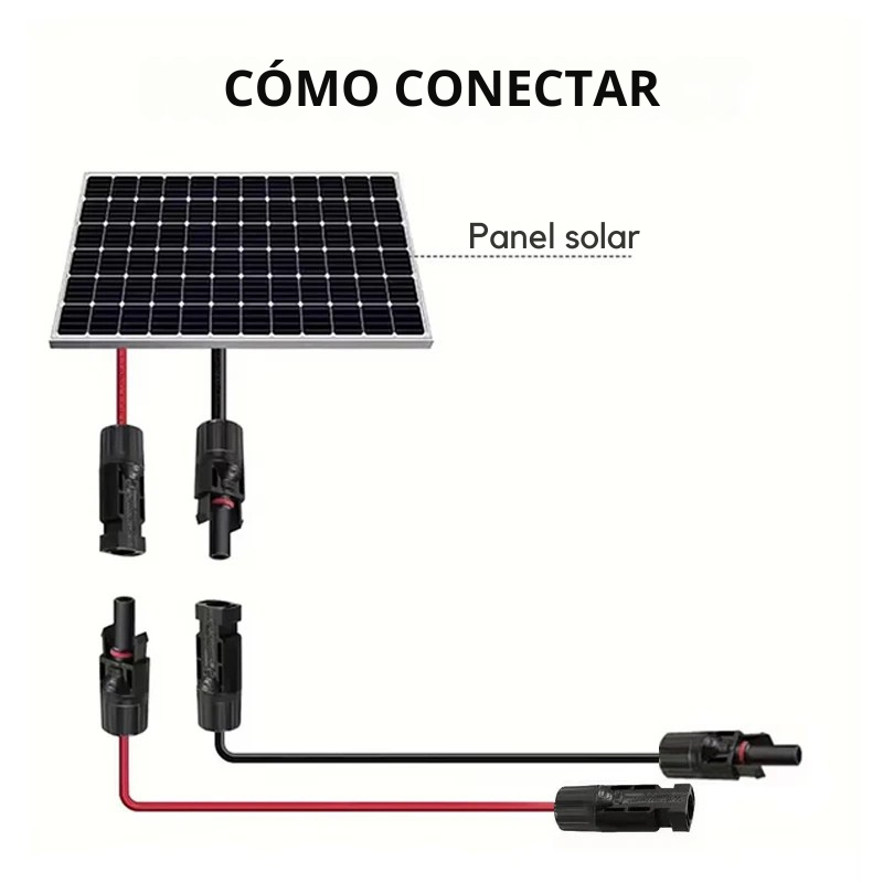 Par de Cables de Extensión para Panel Solar | Conectores Solares Impermeables MC4 | 2 a 10 Metros