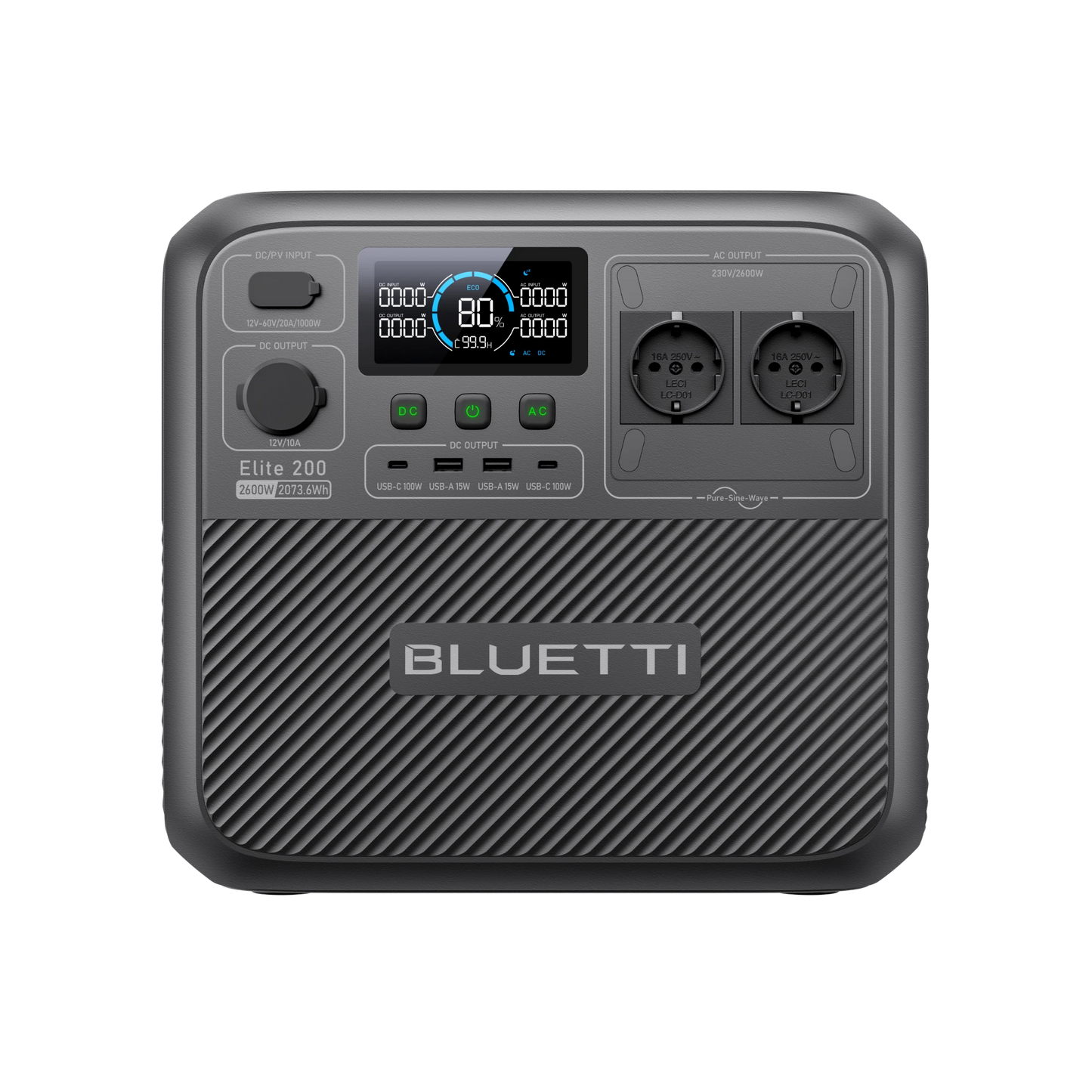 BLUETTI Elite 200 V2 Estación de Energía Portátil de Alta Potencia 2600W 2073Wh | Para Cortes de Luz, Camping y Backup Solar