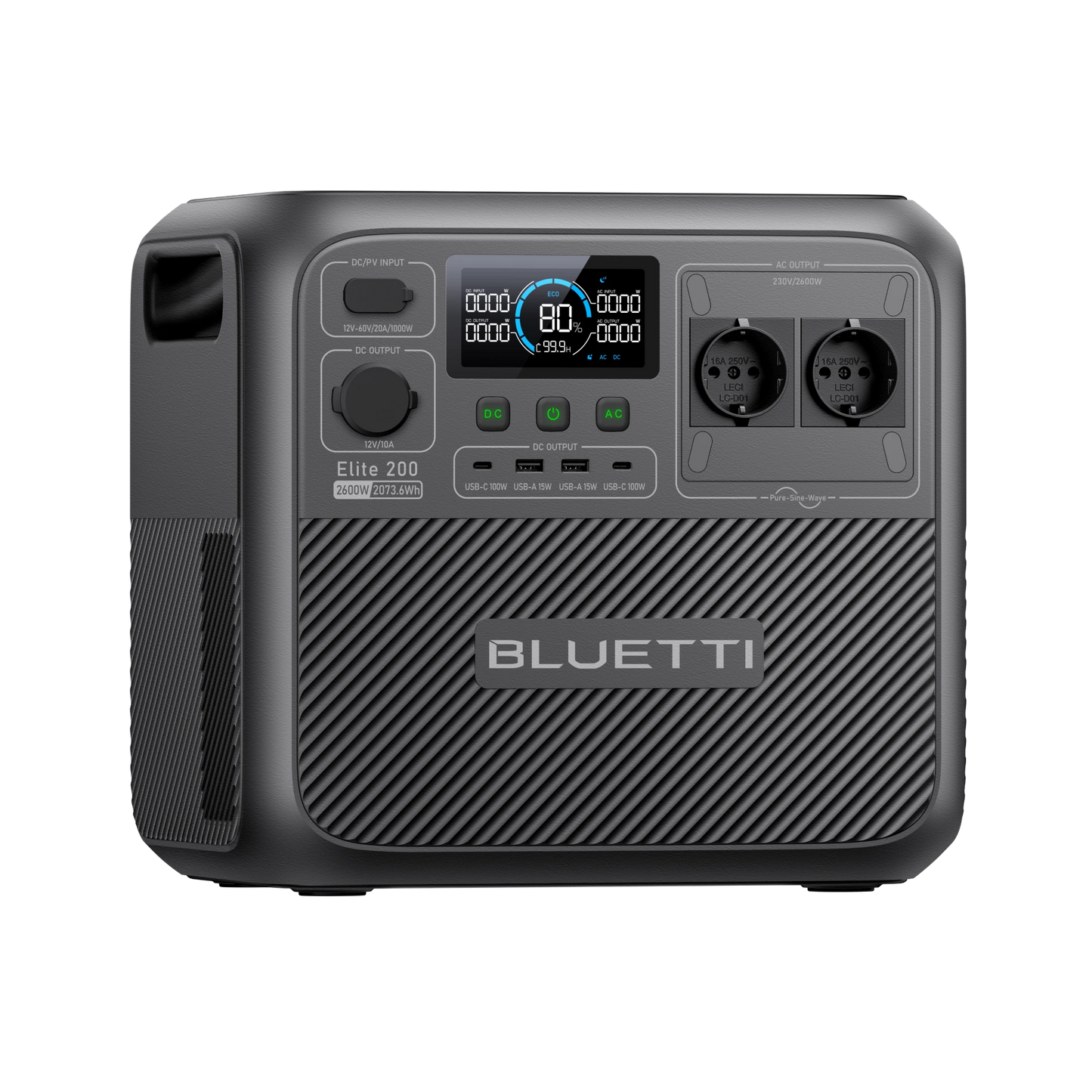 BLUETTI Elite 200 V2 Estación de Energía Portátil de Alta Potencia 2600W 2073Wh | Para Cortes de Luz, Camping y Backup Solar