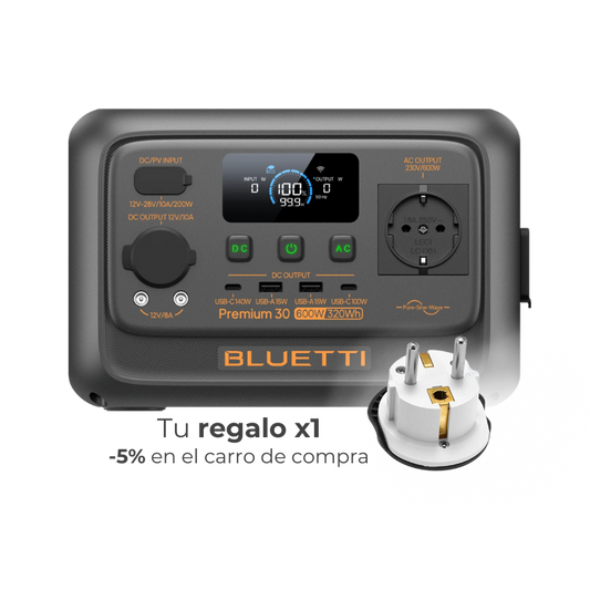 BLUETTI Premium 30 V2 Mini Estación de Energía 600W 320Wh | Potente, Compacta y Ultraligera