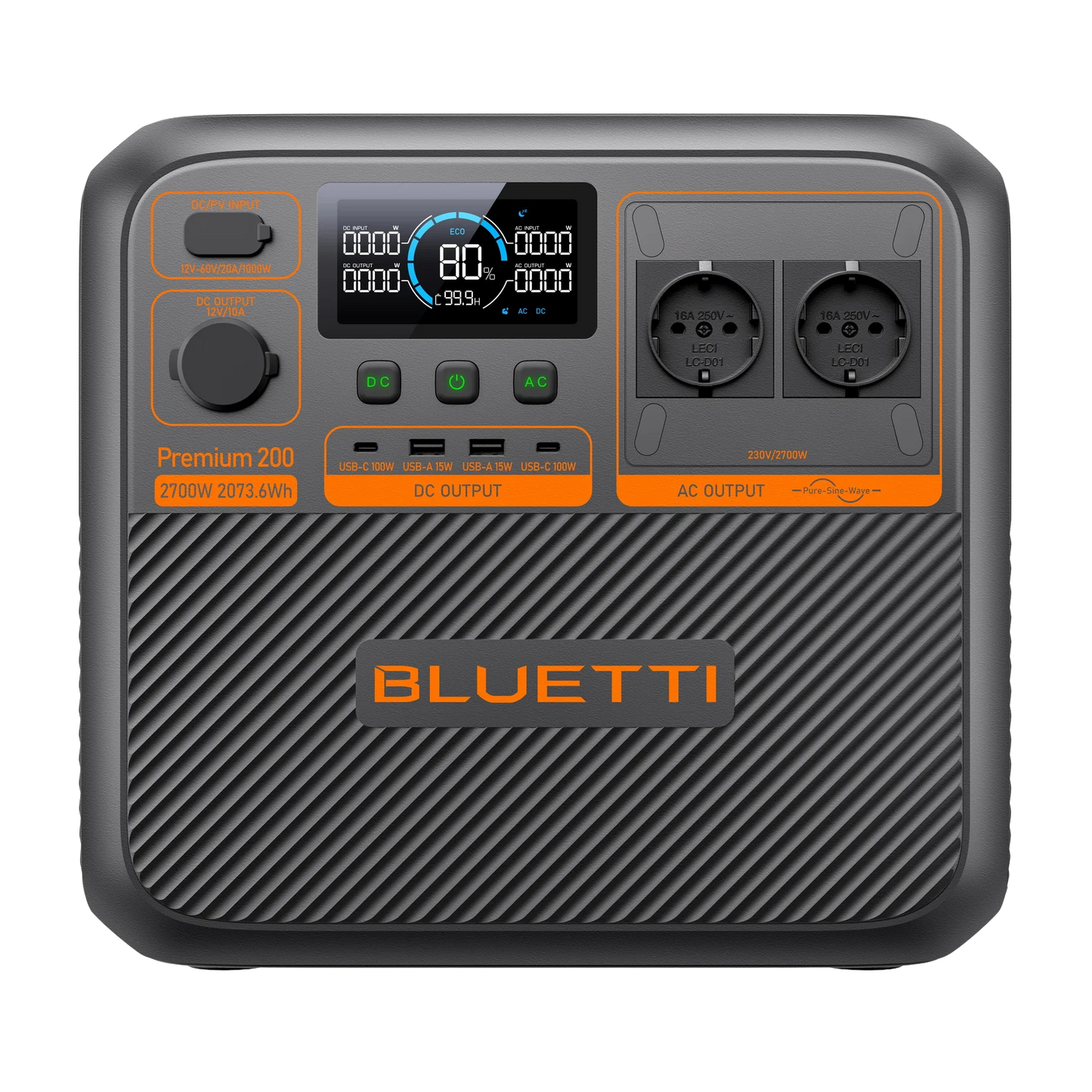 Bluetti Premium 200 V2 Estación de Energía Portátil de Alta Potencia 2700W 2073,6Wh | Para Cortes de Luz, Camping y Backup Solar