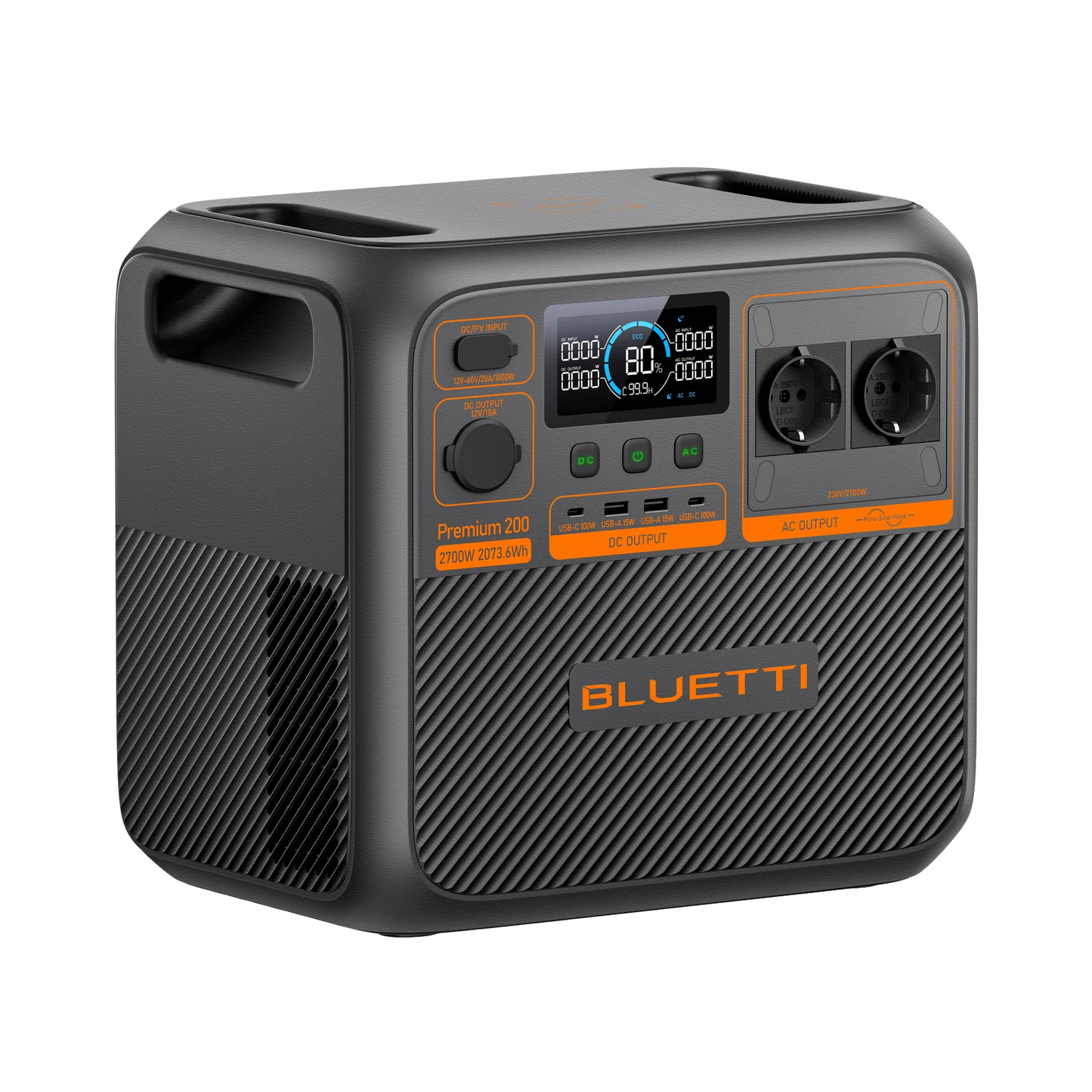 Bluetti Premium 200 V2 Estación de Energía Portátil de Alta Potencia 2700W 2073,6Wh | Para Cortes de Luz, Camping y Backup Solar