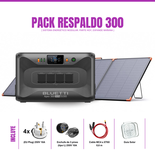 Pack Solar BLUETTI Apex 300 + Panel Solar ZOUPW 300W | Estación de Energía Portátil 3840W