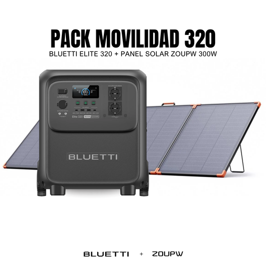 Pack Solar BLUETTI Elite 320 + Panel Solar ZOUPW 300W | Estación de Energía 1800W 3200Wh con Ruedas y Asa Integrada