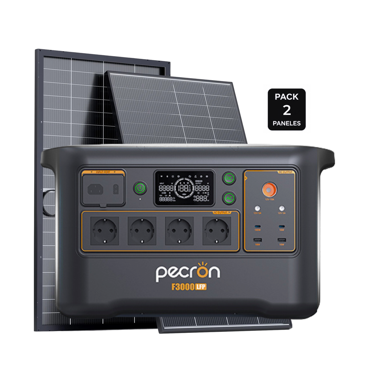 Pack Solar PECRON F3000LFP + 2 Paneles Solares ZOUPW 200W Fijos | Sistema de Respaldo Solar 3600W