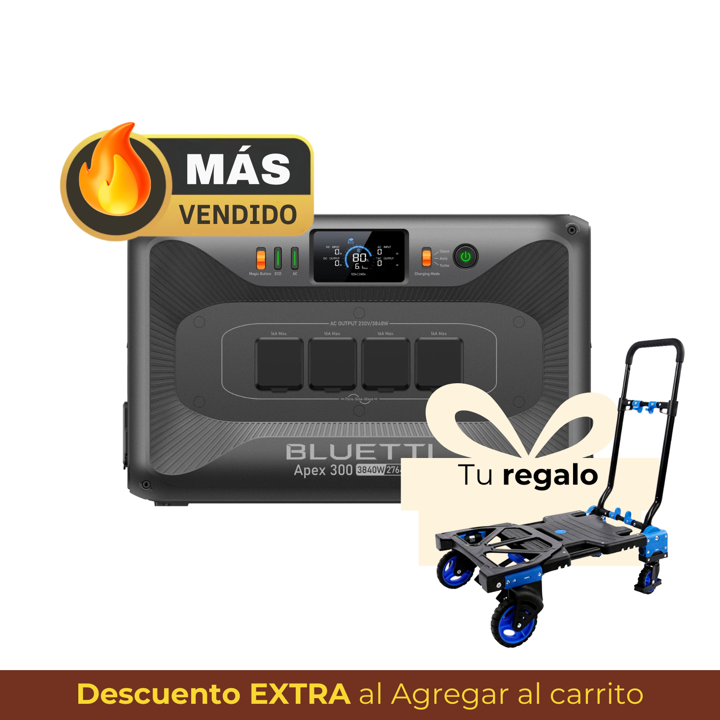 BLUETTI Apex 300 Estación de Energía Portátil 3840W 2764Wh | Respaldo Hogar y Backup Solar