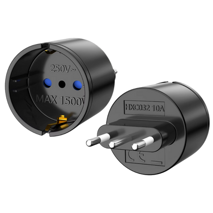 Adaptador de Enchufe Europeo a Enchufe de 3 pines (tipo L) 250V 10A Ideal para Uso en Chile | Alta Calidad y Compatibilidad