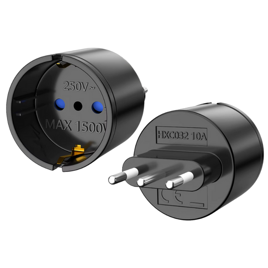 Adaptador de Enchufe Europeo a Enchufe de 3 pines (tipo L) 250V 10A Ideal para Uso en Chile | Alta Calidad y Compatibilidad