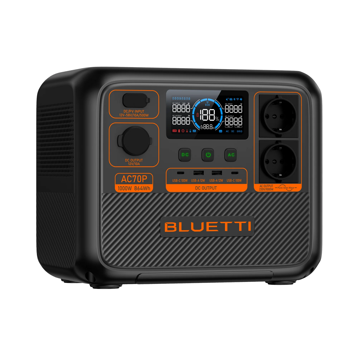 BLUETTI AC70P Estación de energía portátil | 1.000 W 864 Wh