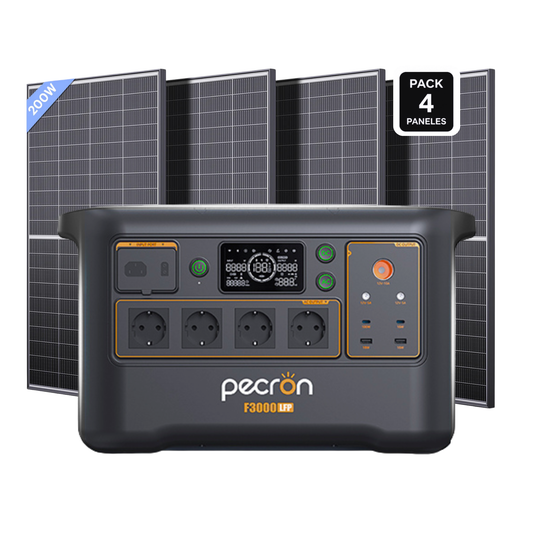 Pack Solar PECRON F3000LFP + 4 Paneles Solares ZOUPW 200W | Sistema de Respaldo Solar 3600W