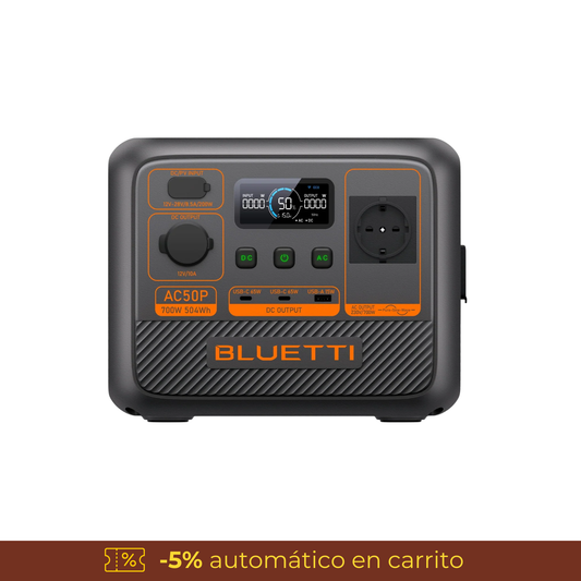 BLUETTI AC50P Estación de Energía Portátil 700W 504Wh | Compacta y Ligera | Perfecta para Viajes