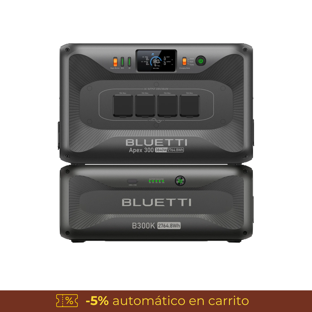 BLUETTI Apex 300 + B300K | Estación de Energía Expandible 3840W 5528Wh | Potencia Industrial y Escalabilidad Total