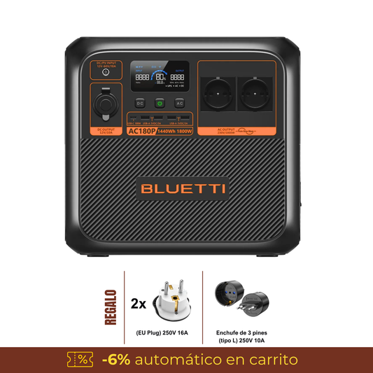 BLUETTI AC180P Estación de Energía Portátil 1800W 1440Wh | Respaldo Eléctrico para Casa y Outdoor
