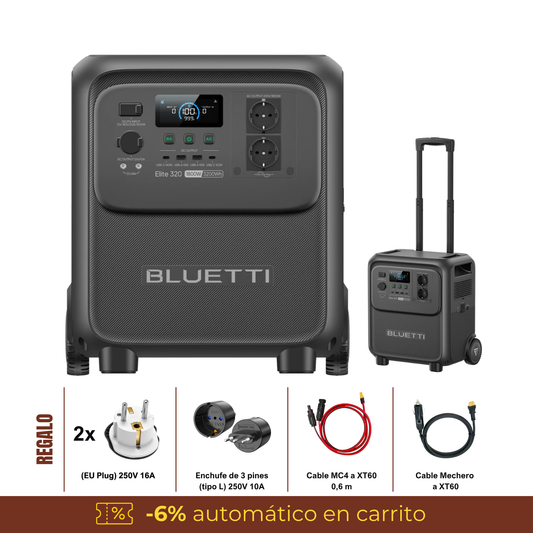BLUETTI Elite 320 Estación de Energía Portátil 1800W 3200Wh | Respaldo para Hogar, Motorhome, Camping y Backup Solar
