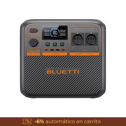 BLUETTI Premium 200 V2 Estación de Energía Portátil de Alta Potencia 2700W 2073,6Wh | Para Cortes de Luz, Camping y Backup Solar