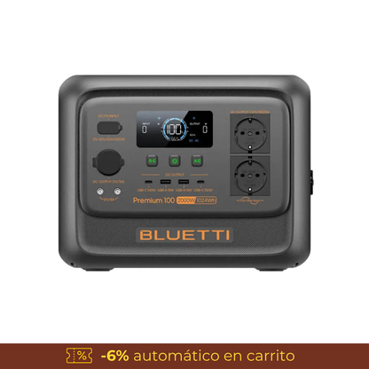 BLUETTI Premium 100 V2 Estación de Energía Portátil 2000W 1024Wh | Alta Potencia, Compacta y Liviana