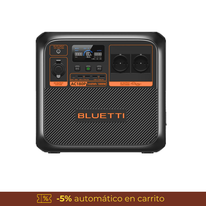 BLUETTI AC180P Estación de Energía Portátil 1800W 1440Wh | Respaldo Eléctrico para Casa y Outdoor