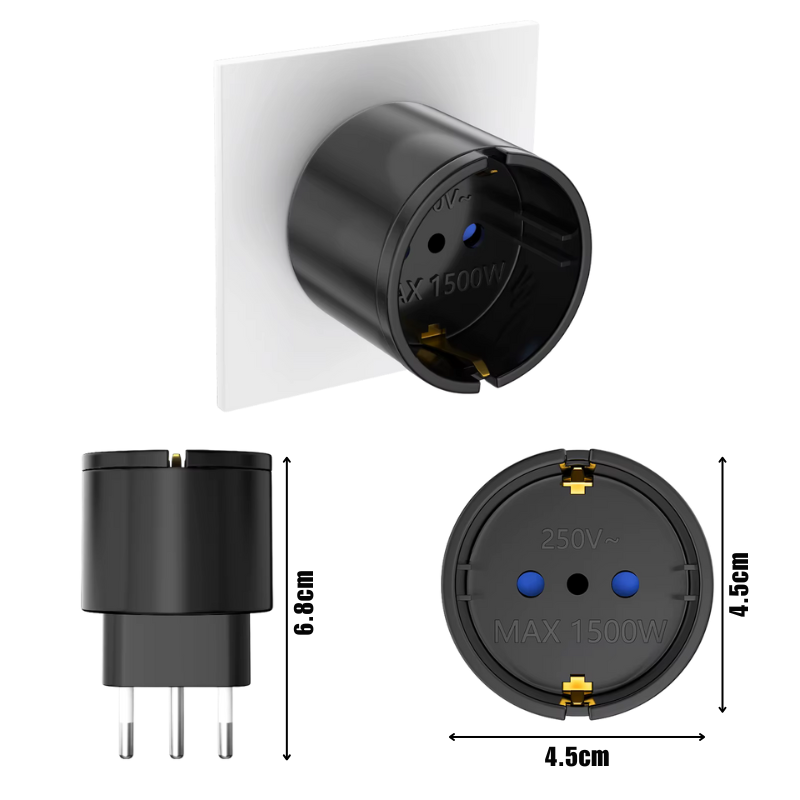 Adaptador de Enchufe Europeo a Enchufe de 3 pines (tipo L) 250V 10A Ideal para Uso en Chile | Alta Calidad y Compatibilidad