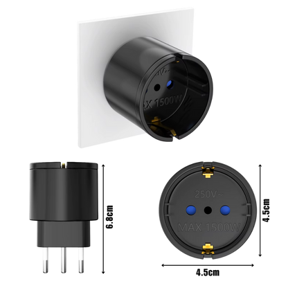 Adaptador de Enchufe Europeo a Enchufe de 3 pines (tipo L) 250V 10A Ideal para Uso en Chile | Alta Calidad y Compatibilidad