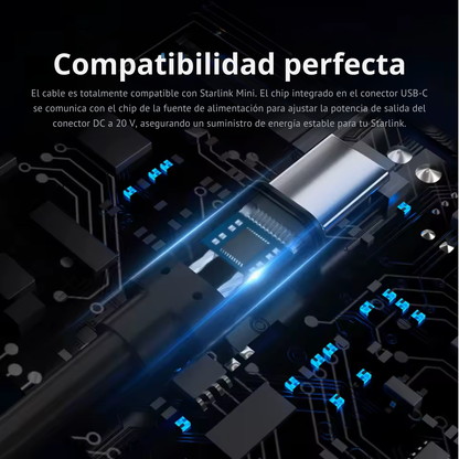 Cable USB‑C para Starlink Mini | Alimentación directa desde Bluetti o Pecron (100 W, 3 mts)