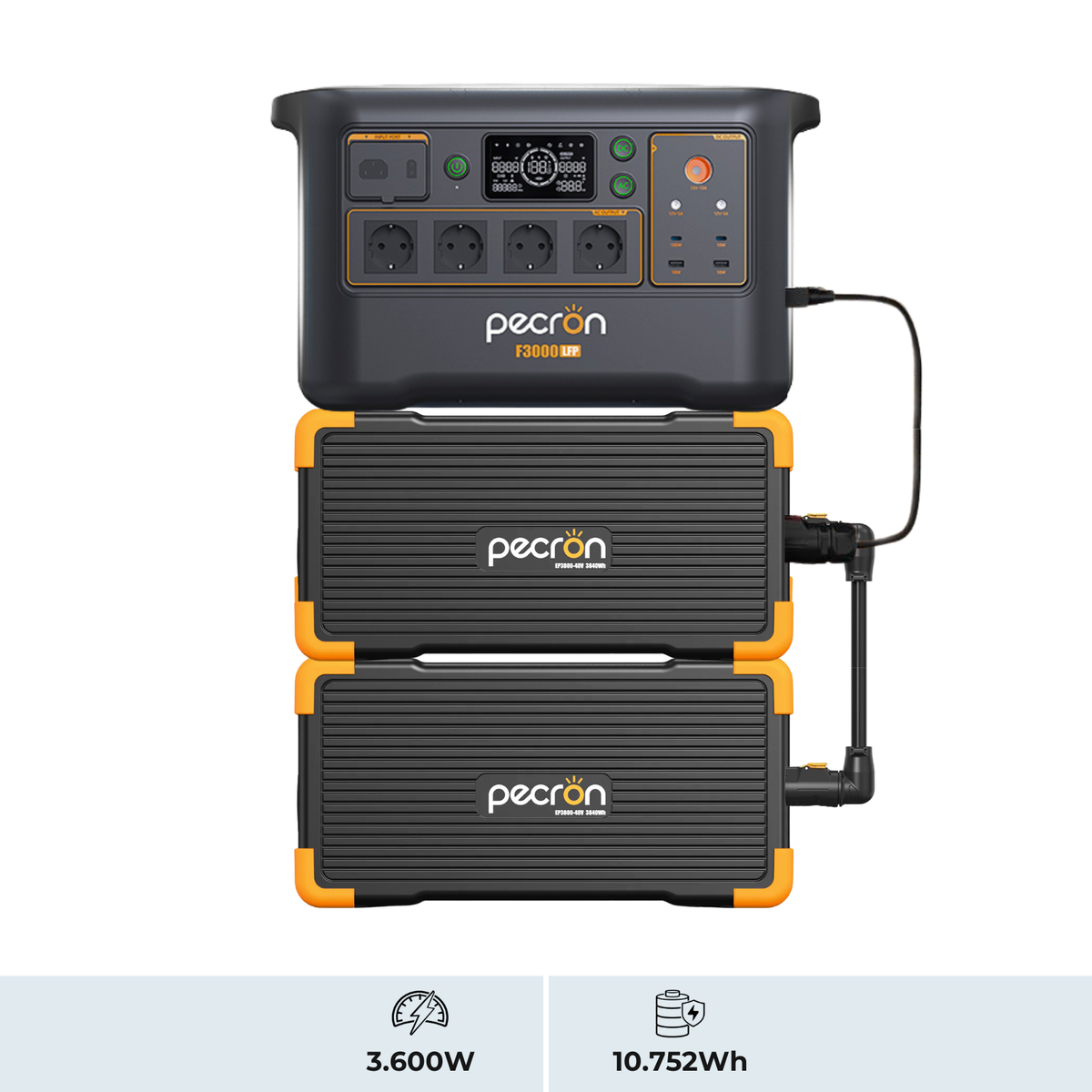 PECRON F3000LFP + EP3800-48V ×2 | Sistema de Energía Modular 3600W 10752Wh