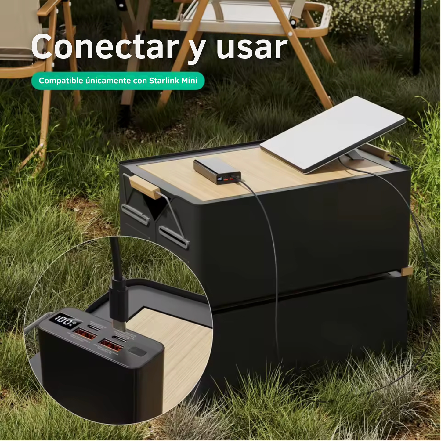 Cable USB‑C para Starlink Mini | Alimentación directa desde Bluetti o Pecron (100 W, 3 mts)