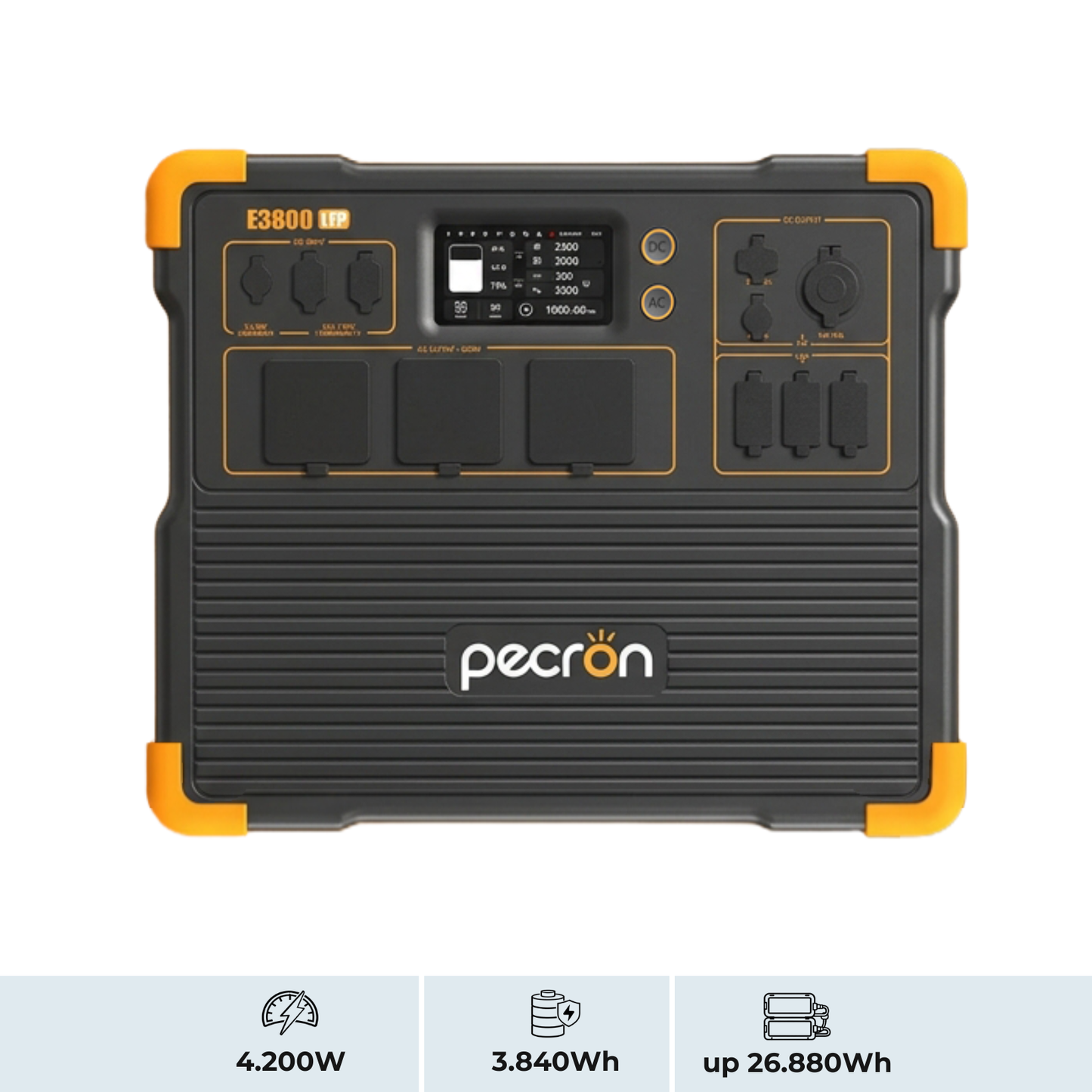 PECRON E3800LFP Estación de energía portátil 4200W 3840Wh | Expandible hasta 26,88 kWh