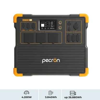 PECRON E3800LFP Estación de energía portátil 4200W 3840Wh | Expandible hasta 26,88 kWh