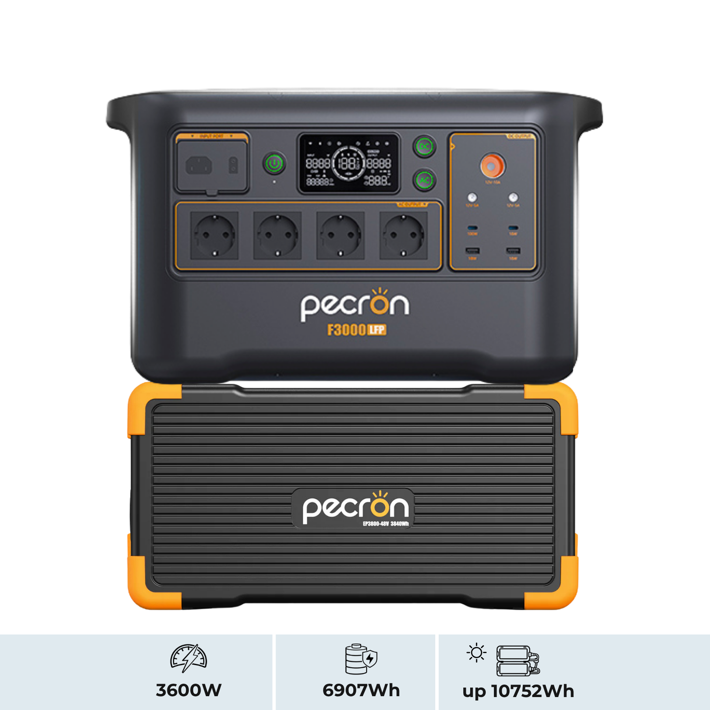 PECRON F3000LFP + EP3800-48V | Sistema de Energía Modular 3600W 6912Wh