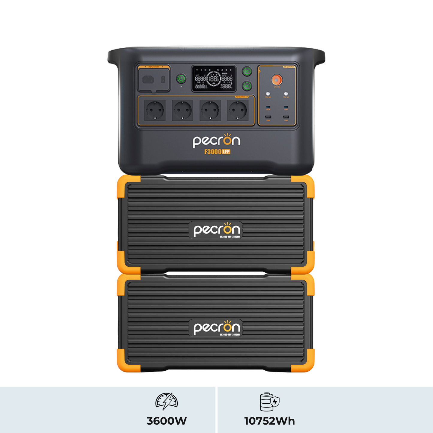 PECRON F3000LFP + EP3800-48V ×2 | Sistema de Energía Modular 3600W 10752Wh