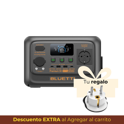 BLUETTI Premium 30 V2 Mini Estación de Energía 600W 320Wh | Potente, Compacta y Ultraligera