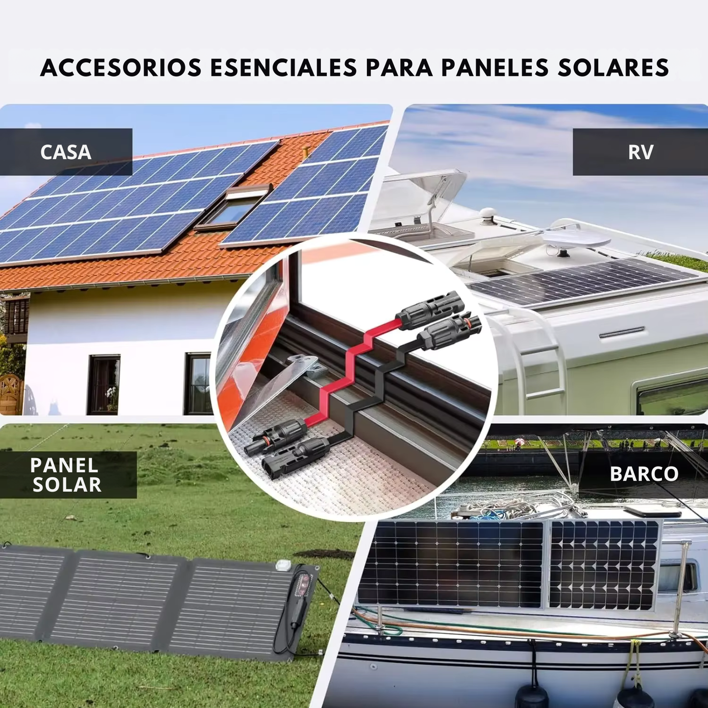 Cable Solar Plano 12AWG para paso por Ventana o Puerta 65 cm