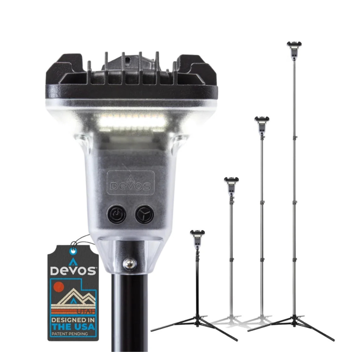 Devos LightRanger 2000 | Iluminación portátil telescópica LED 2000 Lúmenes con Bluetooth, Luz Blanca, Ámbar y Roja