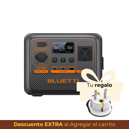 BLUETTI AC50P Estación de Energía Portátil 700W 504Wh | Compacta y Ligera | Perfecta para Viajes