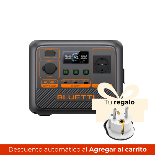 BLUETTI AC50P Estación de Energía Portátil 700W 504Wh | Compacta y Ligera | Perfecta para Viajes