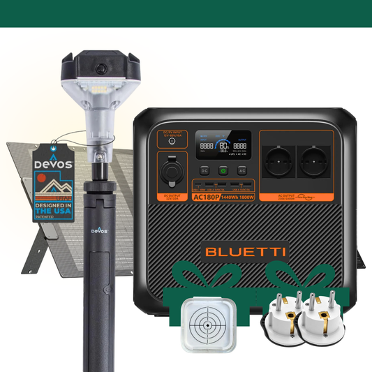 Bluetti AC180P | Panel Solar 200W | Devos LR800 | Accesorios