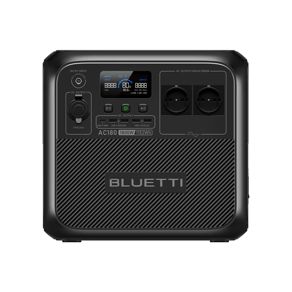 BLUETTI AC180 Estación de Energía Portátil 1800W 1152Wh | Recarga Rápida y Uso Outdoor