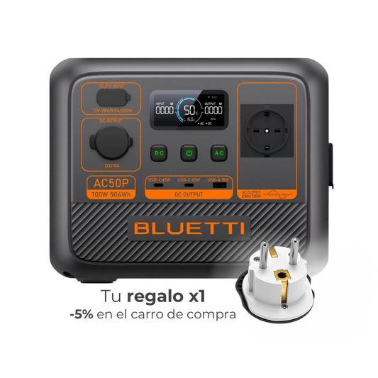 BLUETTI AC50P Estación de Energía Portátil 700W 504Wh | Compacta y Ligera | Perfecta para Viajes