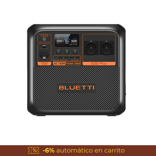 BLUETTI AC180P Estación de Energía Portátil 1800W 1440Wh | Respaldo Eléctrico para Casa y Outdoor