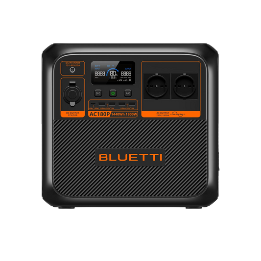 BLUETTI AC180P Estación de Energía Portátil 1800W 1440Wh | Respaldo Eléctrico para Casa y Outdoor
