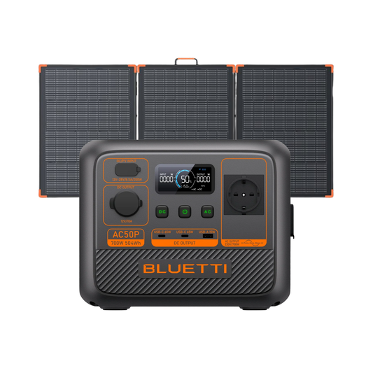 Pack Solar BLUETTI AC50P + Panel Solar ZOUPW 180W | Estación de Energía 700W 504Wh Compacta y Portátil