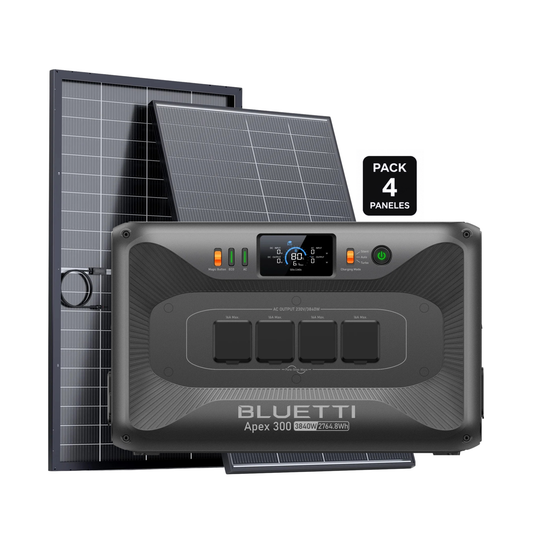 Pack Solar BLUETTI Apex 300 + 4 Paneles Solares ZOUPW 200W | Sistema de Respaldo Solar 3840W