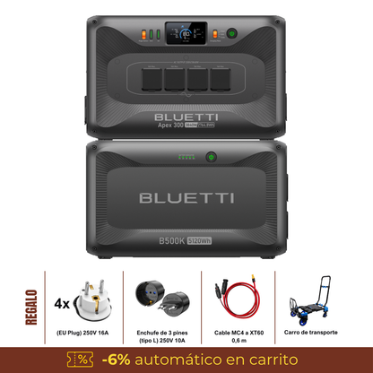 BLUETTI Apex 300 + B500K | Estación de Energía Expandible 3840 W 7884 Wh | Respaldo Total y Escalabilidad Profesional