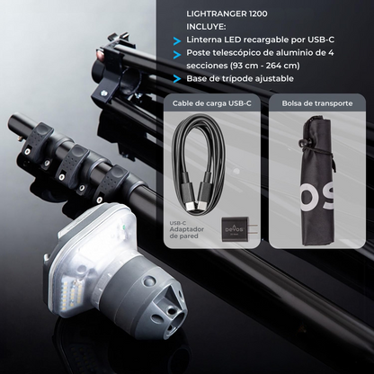 [PREVENTA] Devos LightRanger 1200 | Iluminación portátil telescópica para camping, emergencia y exteriores