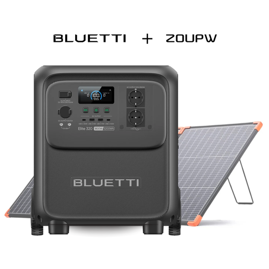 Pack Solar Nuevo BLUETTI Elite 320 + Panel Solar ZOUPW 300W | Estación de Energía 1800W 3200Wh con Ruedas y Asa Integrada