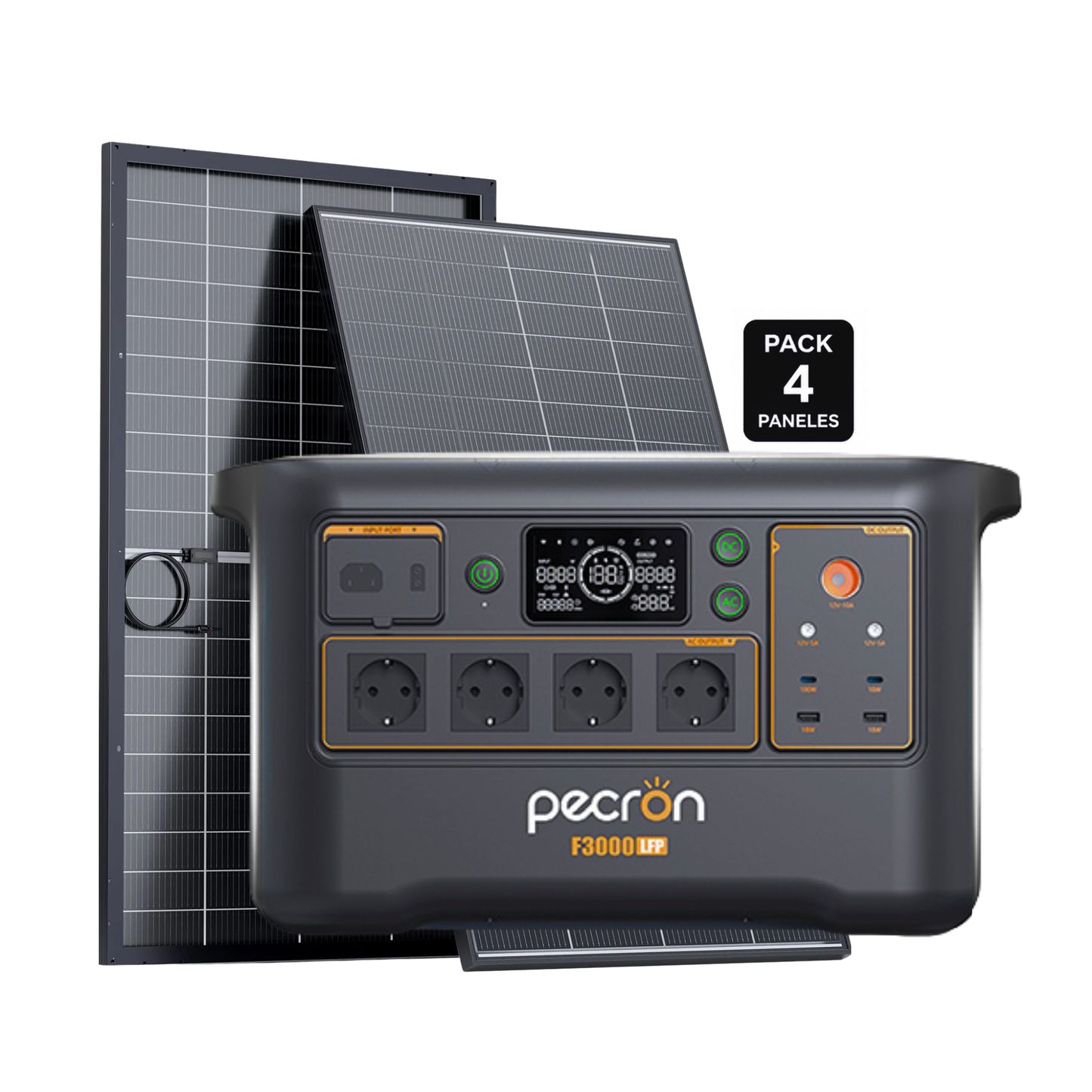 Pack Solar PECRON F3000LFP + 4 Paneles Solares ZOUPW 200W | Sistema de Respaldo Solar 3600W