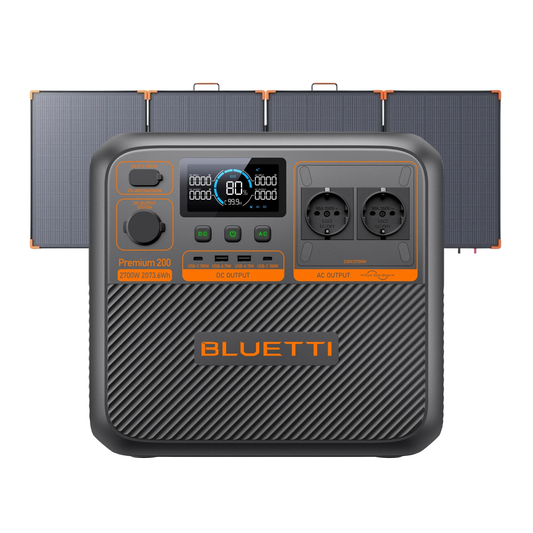 Pack Solar BLUETTI Premium 200 V2 + Panel Solar ZOUPW 350W | Estación de Energía Portátil 2700W / 2073Wh
