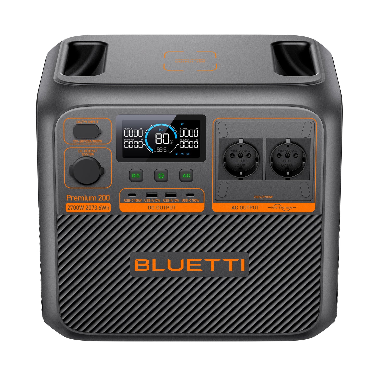 Bluetti Premium 200 V2 Estación de Energía Portátil de Alta Potencia 2700W 2073,6Wh | Para Cortes de Luz, Camping y Backup Solar