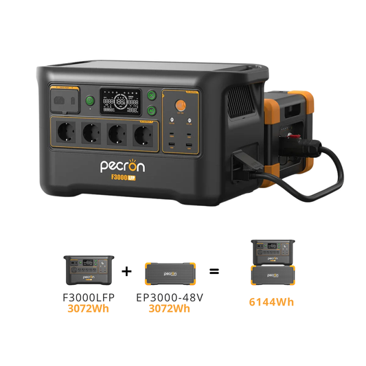 PECRON F3000LFP + EP3000-48V | Sistema de Energía Modular 3600W / 6144Wh | Carga Solar 2000W